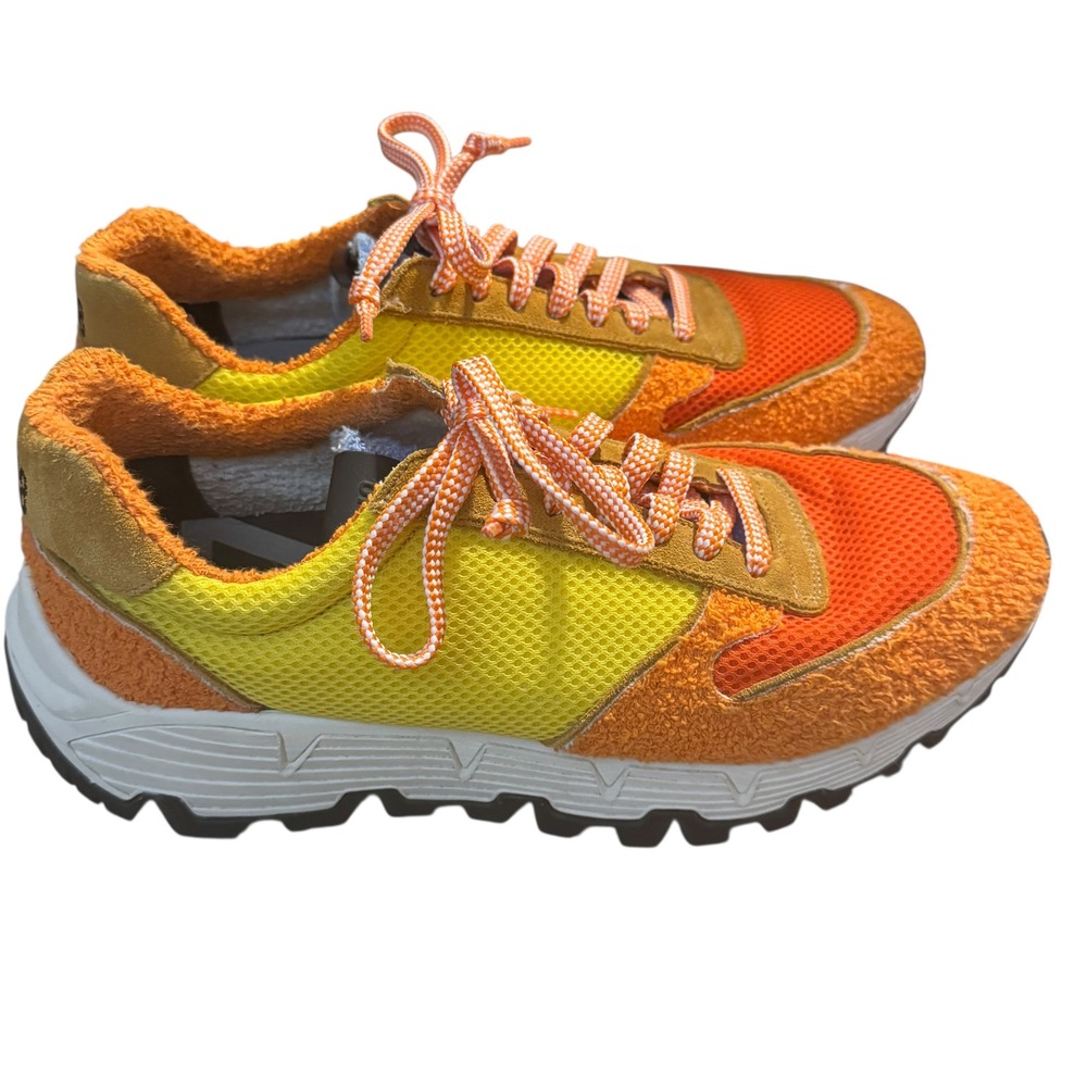 P448 Men's Jackson Sneakers Yellow Orange Suede Mesh Lace Up Mens US 10 EU 44